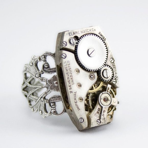 Handmade Jewelry - The Quintessential Steampunk Watch Movement Ring